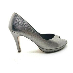 Flavio Gatto Women's Silver Leather Heels Size US 10